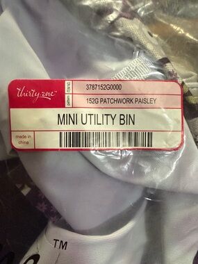 thirty-one Patchwork Paisley Mini Utility Bin in Purple and Gray